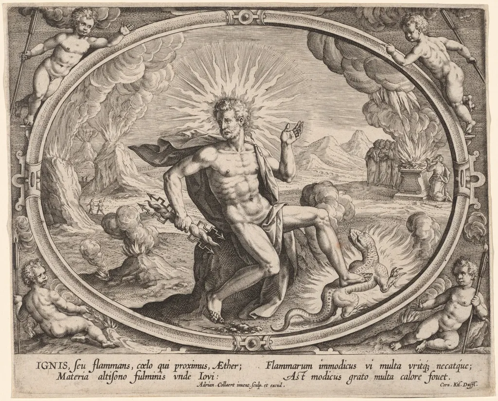 Ignis (Fire), by Adriaen Collaert, ink, 1587