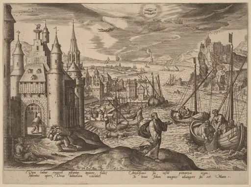 Jesus Calling the Apostles Among the Fishermen, by Adriaen Collaert