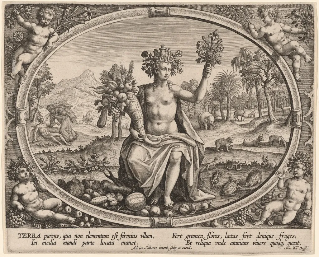 Terra (Earth), by Adriaen Collaert, ink, 1587