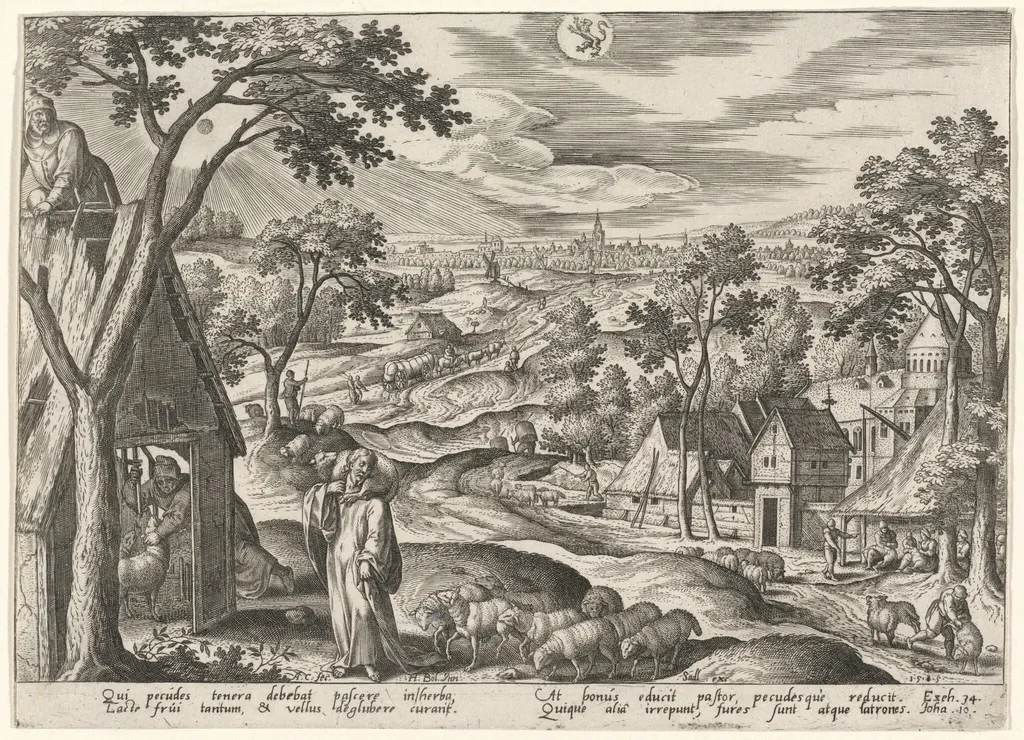 The Good Shepherd, by Adriaen Collaert, ink, 1585