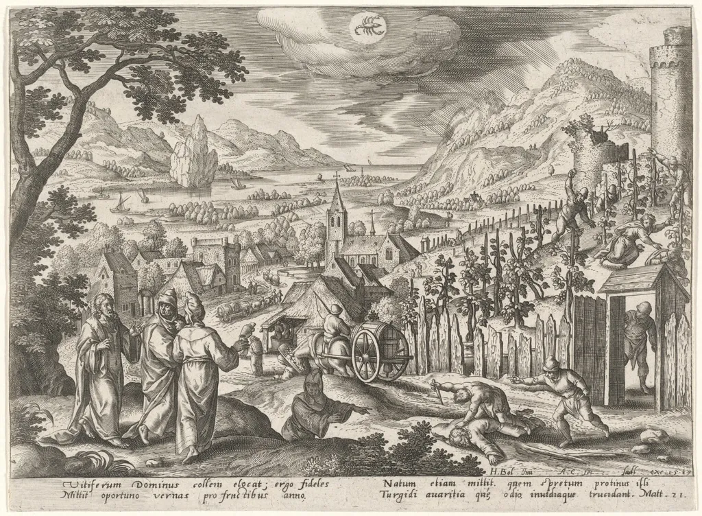 The Parable of the Unjust Husbandmen, by Adriaen Collaert, ink, 1585