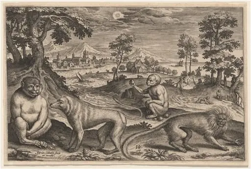 Two Apes and Two Monkeys, by Adriaen Collaert