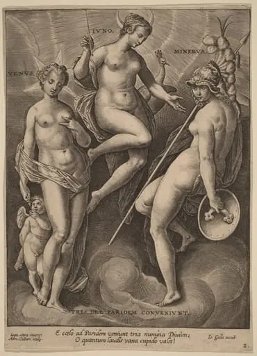 Venus, Juno and Minerva, by Adriaen Collaert