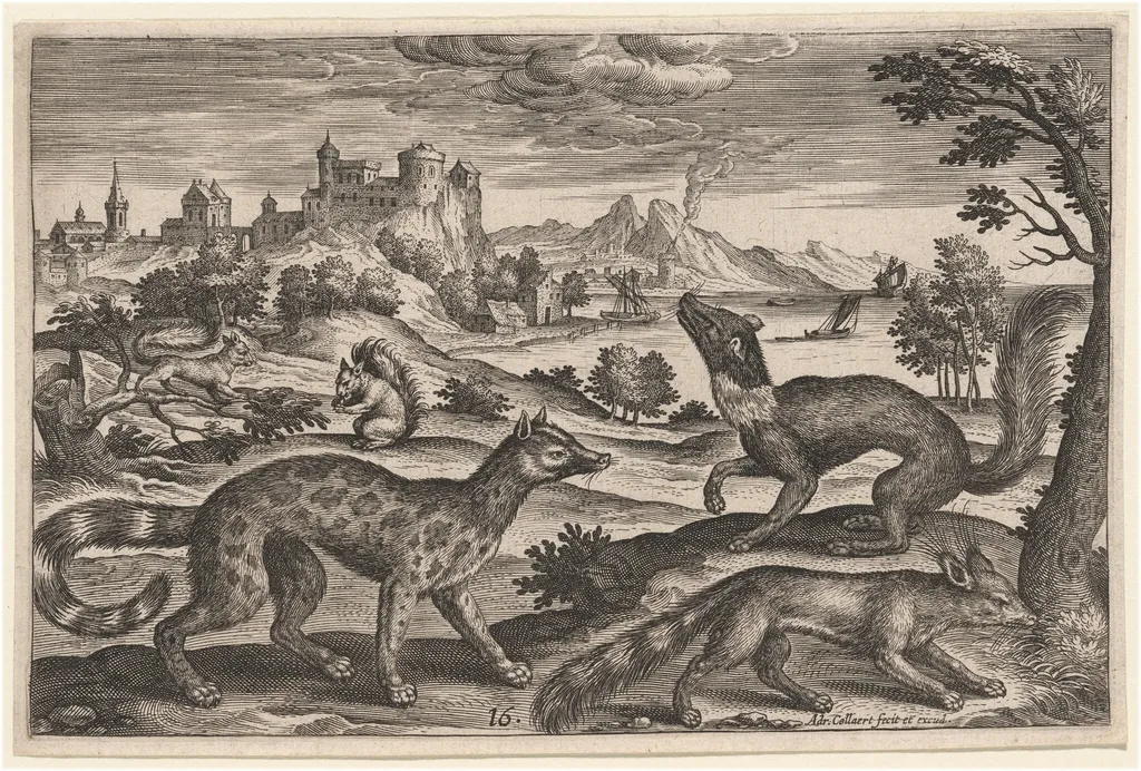 Weasels and Squirrels, by Adriaen Collaert, ink, 1597
