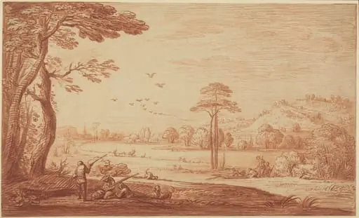 Hunters Resting by a River, by Adriaen Frans Boudewyns