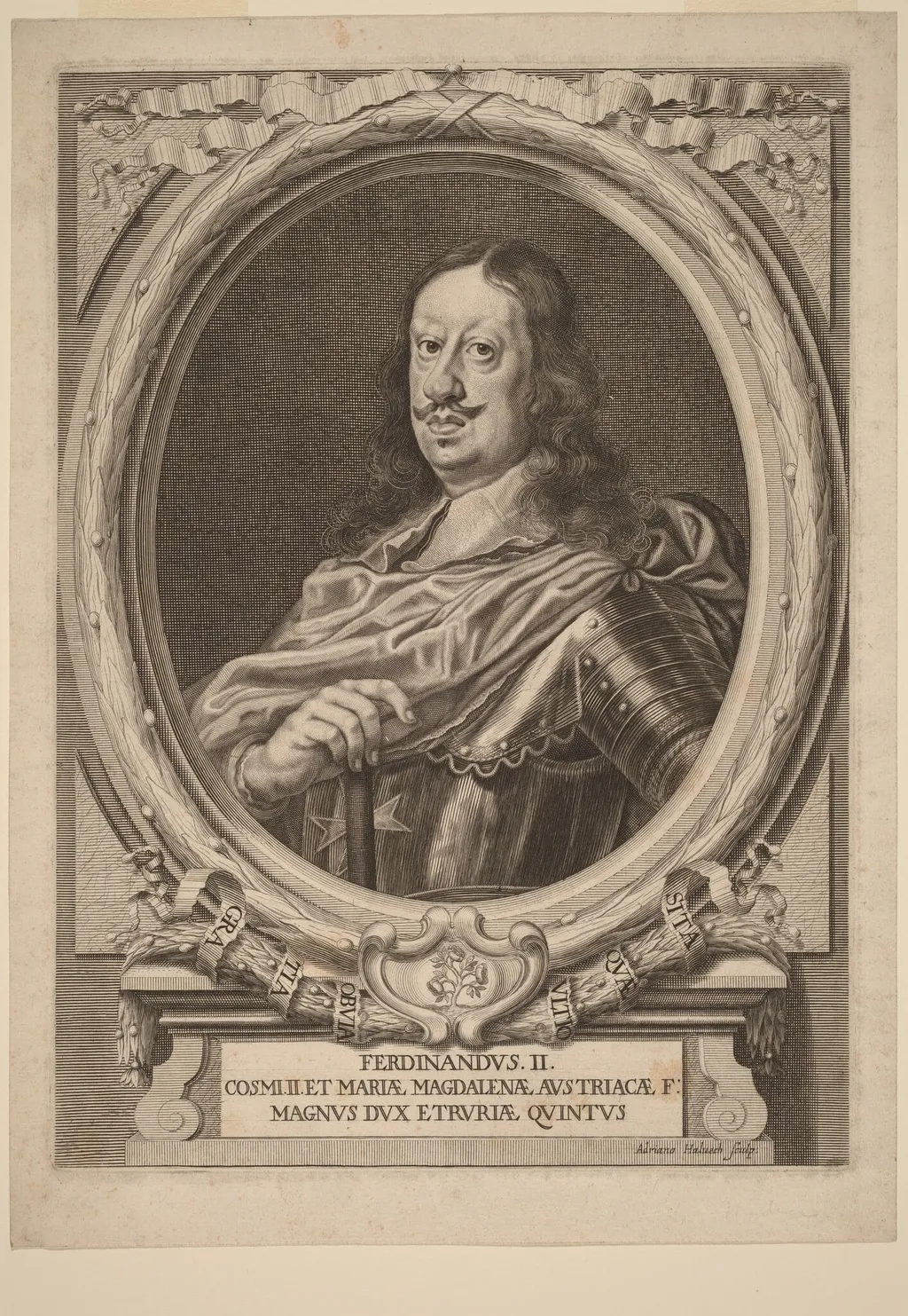 Ferdinando II, Grand Duke of Tuscany, by Adriaen Haelwegh, ink, 1691