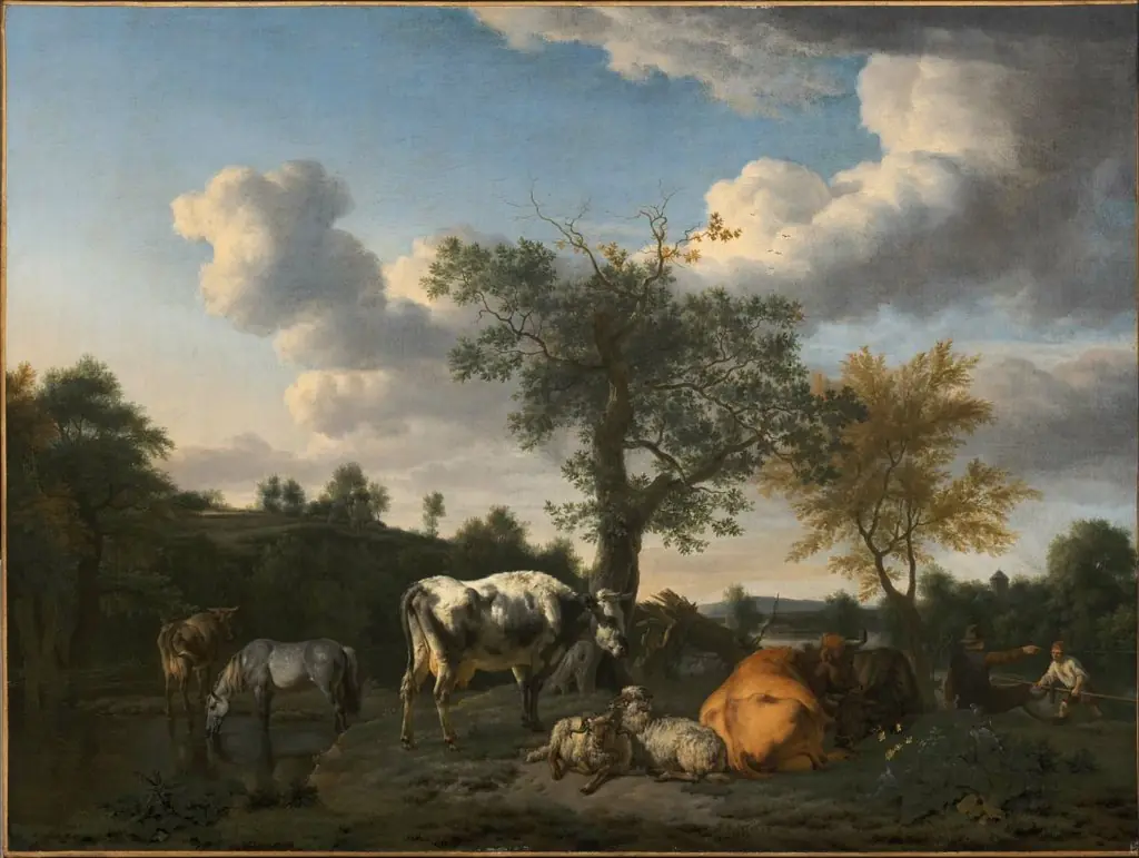 Cattle and Sheep in a River Landscape, by Adriaen van de Velde