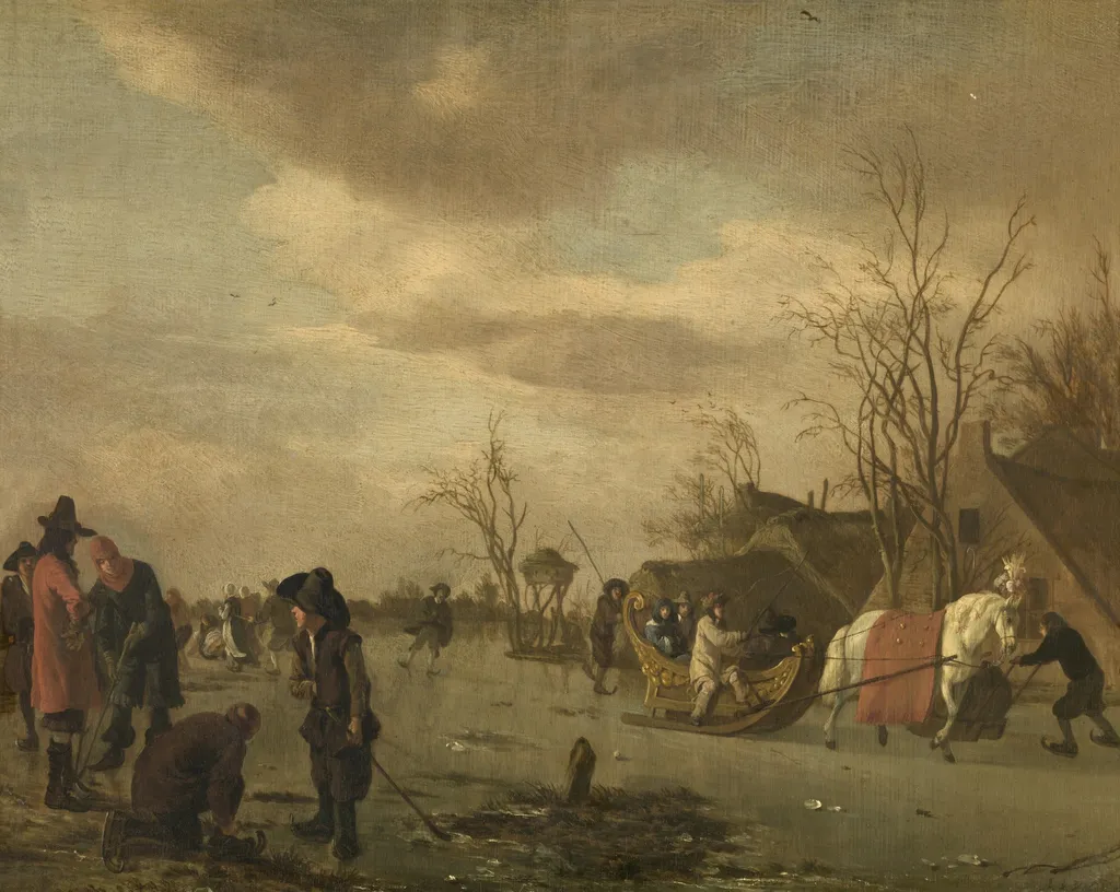 Icy Pleasures, by Adriaen van de Velde, oil, 1662