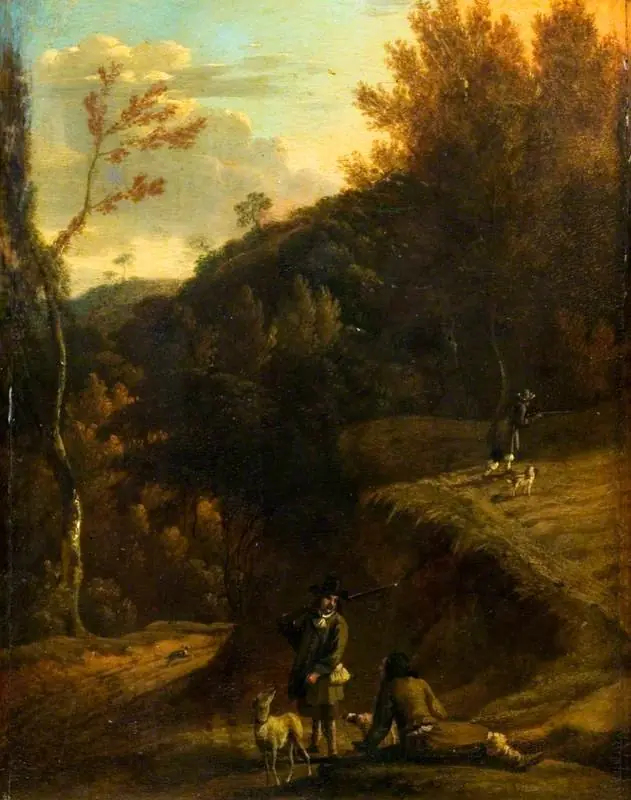 Landscape with Sportsmen Shooting, by Adriaen van de Velde