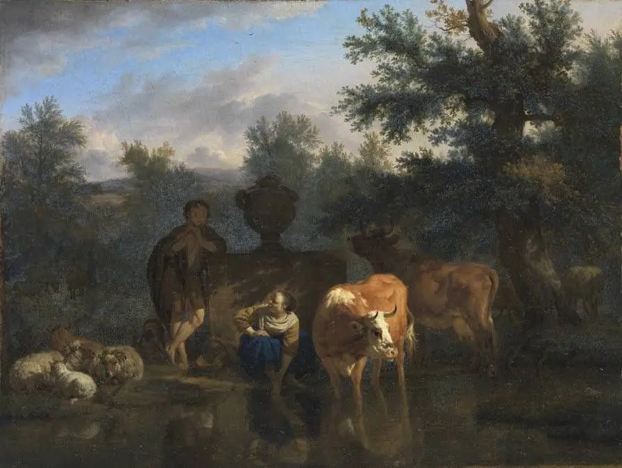 Landscapes with cattle and shepherds, by Adriaen van de Velde