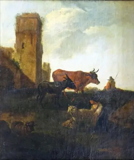 Peisaj cu personaje și animale, by Adriaen van de Velde