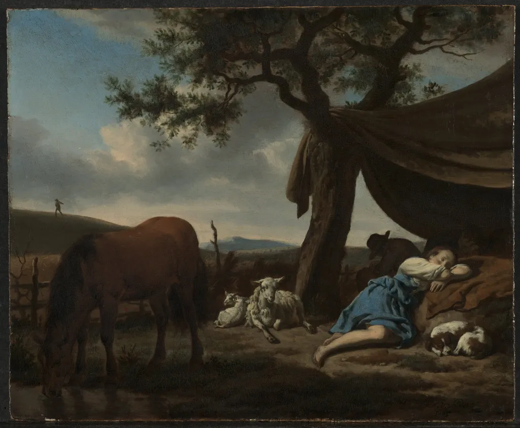 Sleeping Shepherds, by Adriaen van de Velde, unspecified, 1663