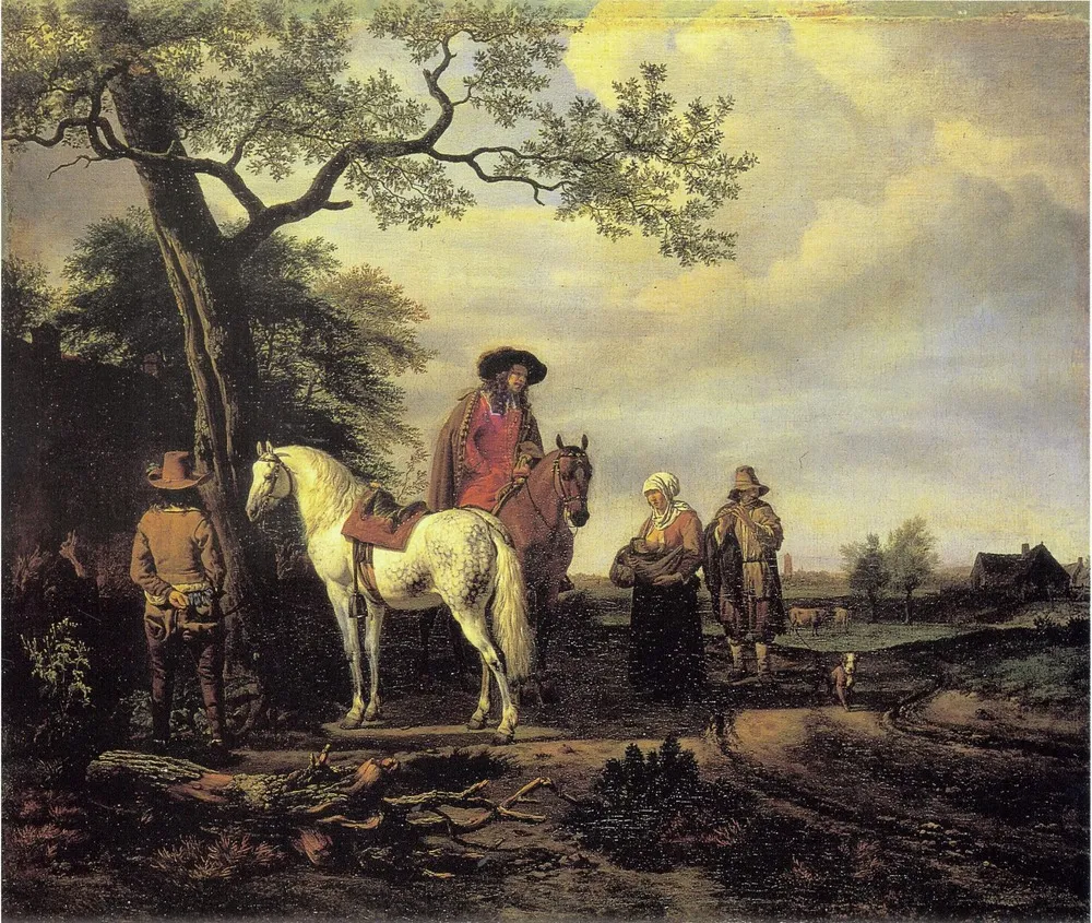 Stop in the Way, by Adriaen van de Velde, oil, 1660