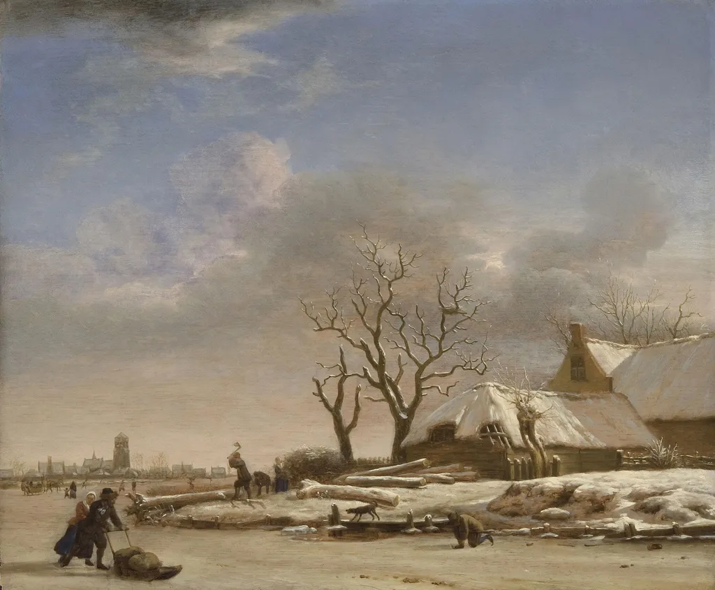 Winter Landscape, by Adriaen van de Velde, oil, 1661