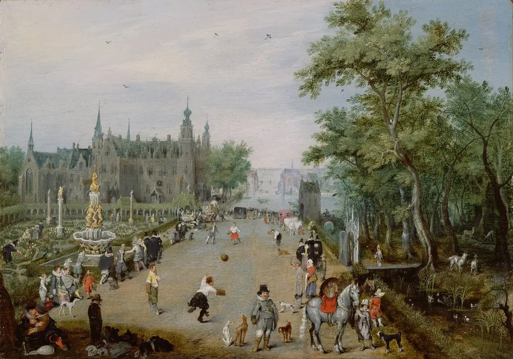 A Jeu de Paume Before a Country Palace, by Adriaen van de Venne