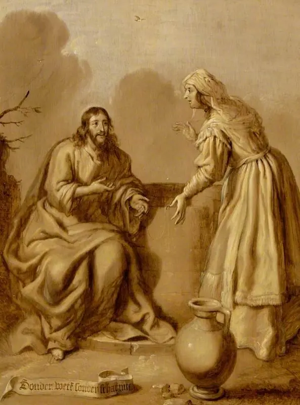 Christ and the Woman of Samaria at the well, by Adriaen van de Venne