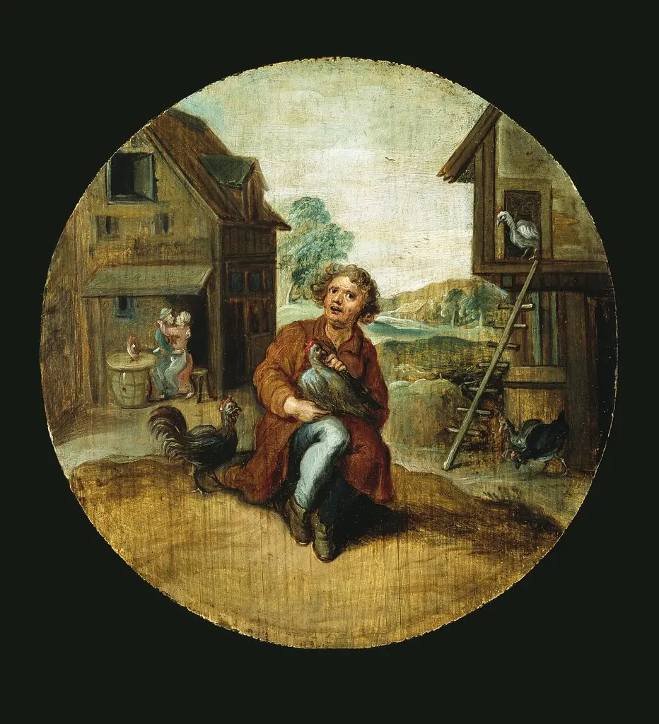 In the Farmyard, by Adriaen van de Venne