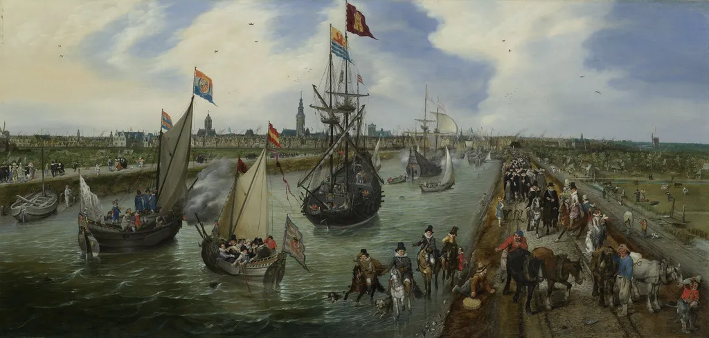 The Departure of a Dignitary from Middelburg, by Adriaen van de Venne, oil, 1615