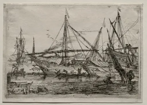 A Mediterranean Harbor, by Adriaen van der Cabel