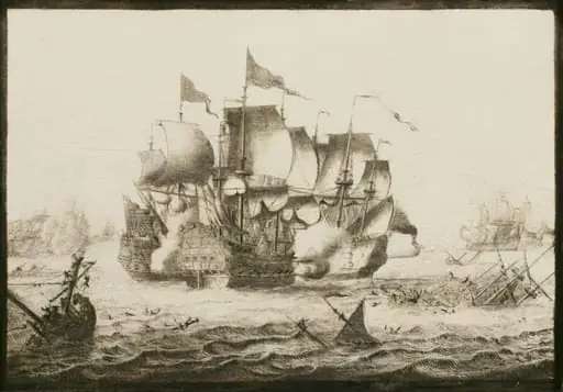 Naval Engagement, by Adriaen van der Salm