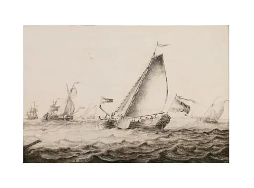 Yachts Sailing in a Breeze, by Adriaen van der Salm
