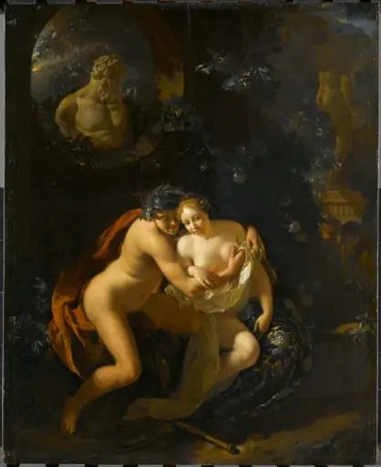 A Couple Making Love in a Park Spied on by Children, by Adriaen van der Werff