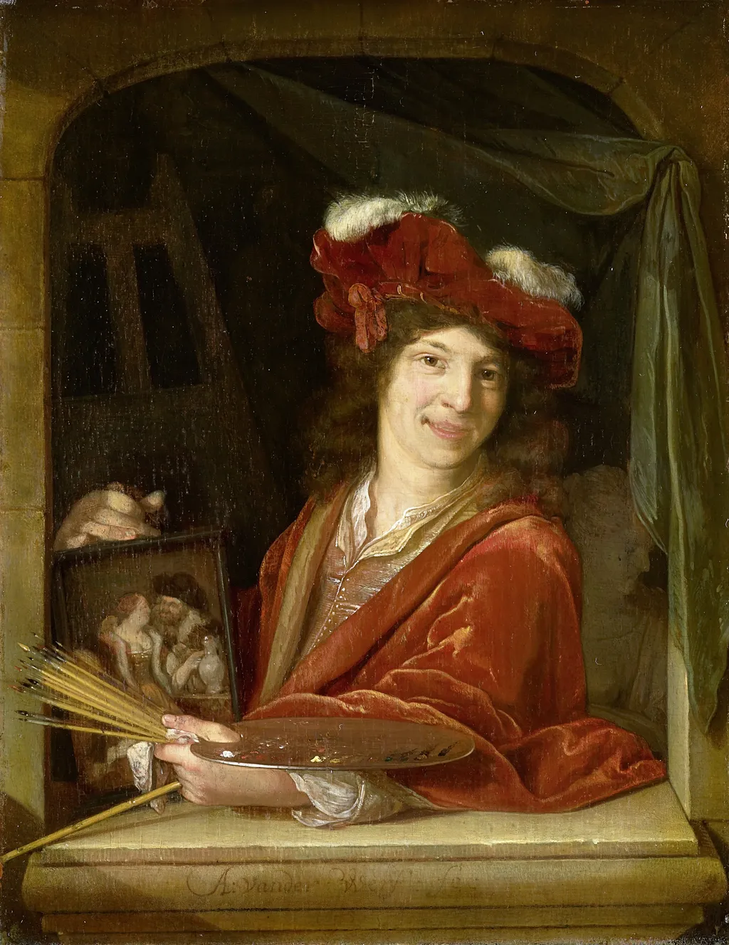 A young Painter, by Adriaen van der Werff, oil, 1690