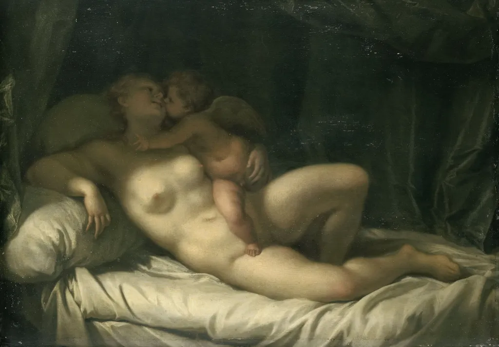 Cupid Kissing Venus (Venus Kissed by Amor), by Adriaen van der Werff, 1700