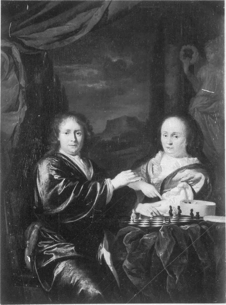 Gentleman and Lady with a Chess Board, by Adriaen van der Werff, oil, 1690