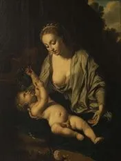 Holy family, by Adriaen van der Werff, oil