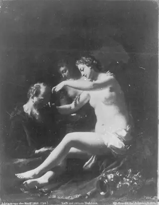 Lot made drunk by his daughters (Genesis 19:33-34), by Adriaen van der Werff, 1698