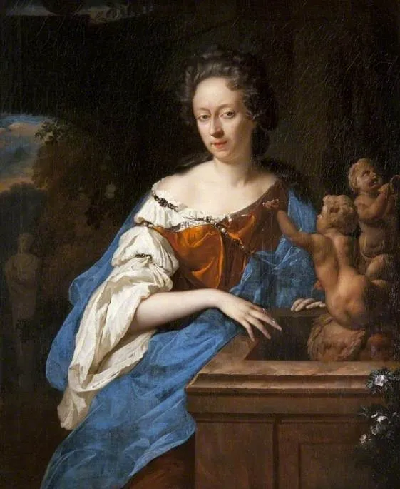 Portrait of a Lady by a Fountain, by Adriaen van der Werff, oil, 1698