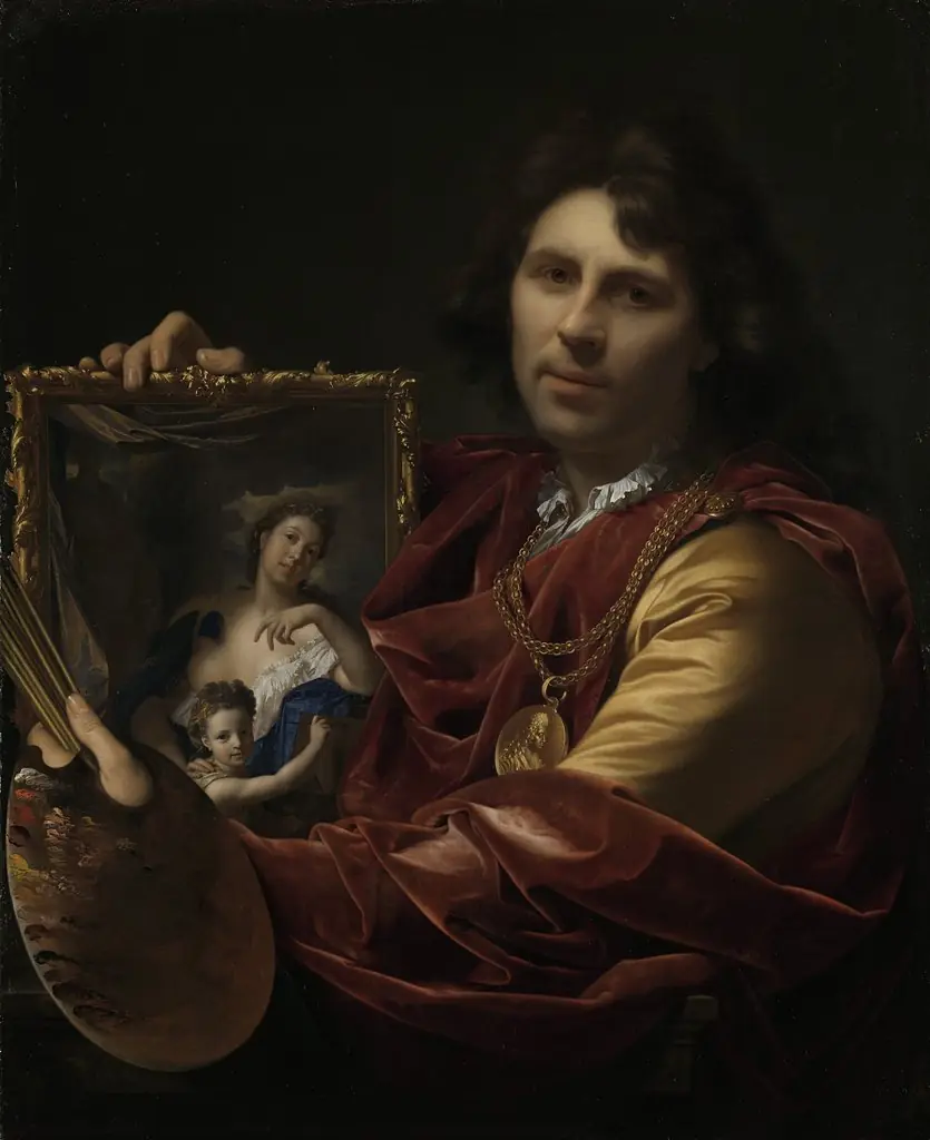 Self-portrait with the Portrait of his Wife, Margaretha van Rees, and their Daughter Maria, by Adriaen van der Werff