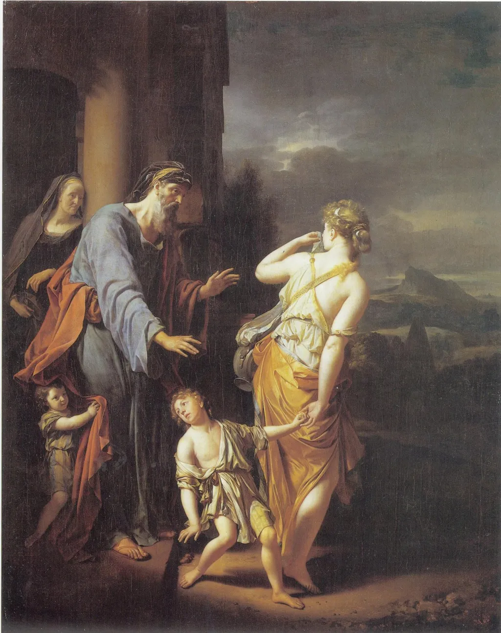 The Banishment of Hagar, by Adriaen van der Werff, oil, 1698