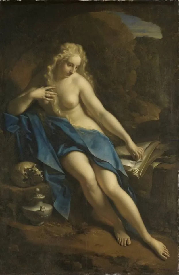 The penitent Mary magdalene in the wilderness, by Adriaen van der Werff, oil, 1707
