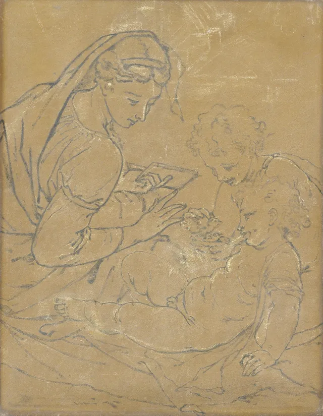 Virgin and Child with Saint John (chalk sketch)