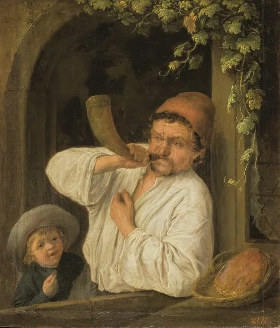 A Baker Blowing his Horn, by Adriaen van Ostade