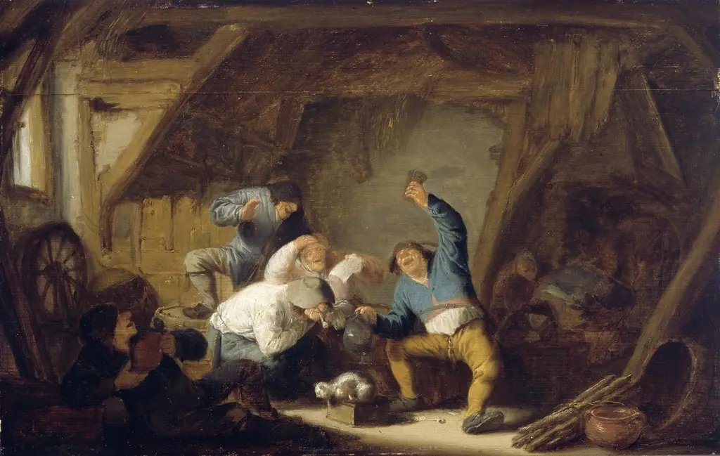 Boors Drinking in a Barn