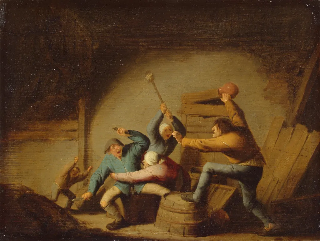 Brawl, by Adriaen van Ostade, oil, 1637
