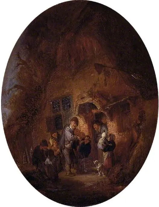 Fiddler at the door of a house, by Adriaen van Ostade