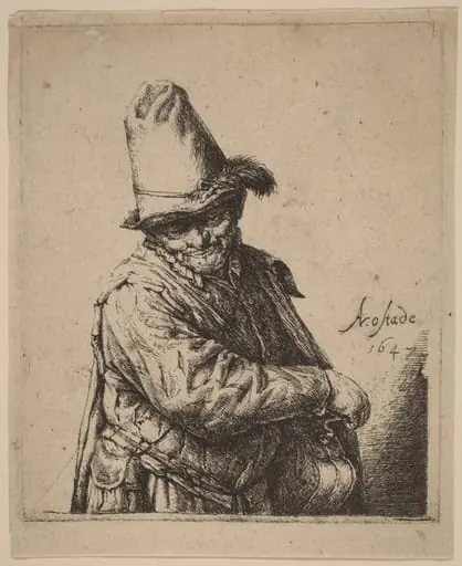Hurdy-Gurdy Player in a Tall Hat, by Adriaen van Ostade