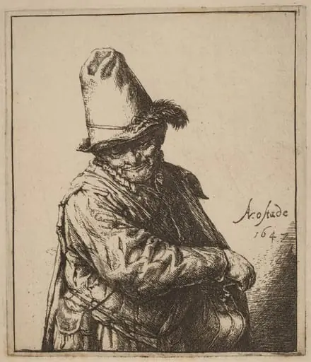 Hurdy-Gurdy Player in a Tall Hat, by Adriaen van Ostade
