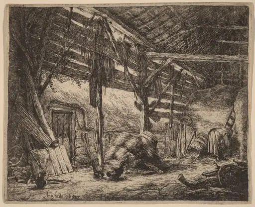 Interior of a Barn with a Peasant Woman at Work, by Adriaen van Ostade