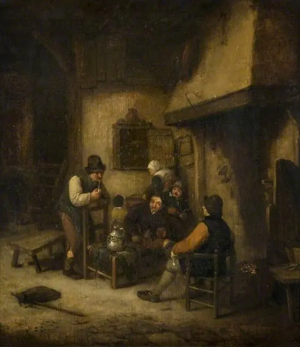 Interior with Peasants by a Fire, by Adriaen van Ostade