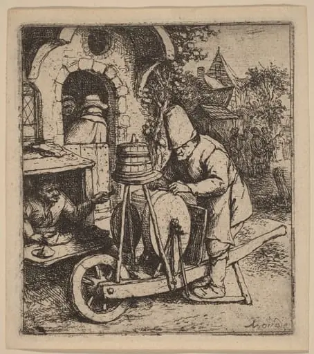 Knifegrinder at Work Outside a Cobbler's Workshop, by Adriaen van Ostade