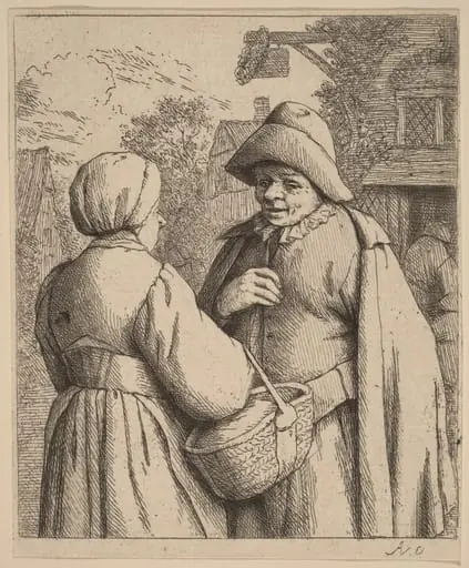 Man and Woman Conversing In Front of an Inn, by Adriaen van Ostade