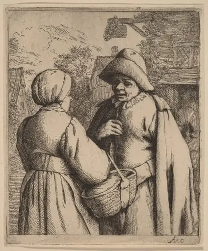 Man and Woman Conversing in Front of an Inn, by Adriaen van Ostade