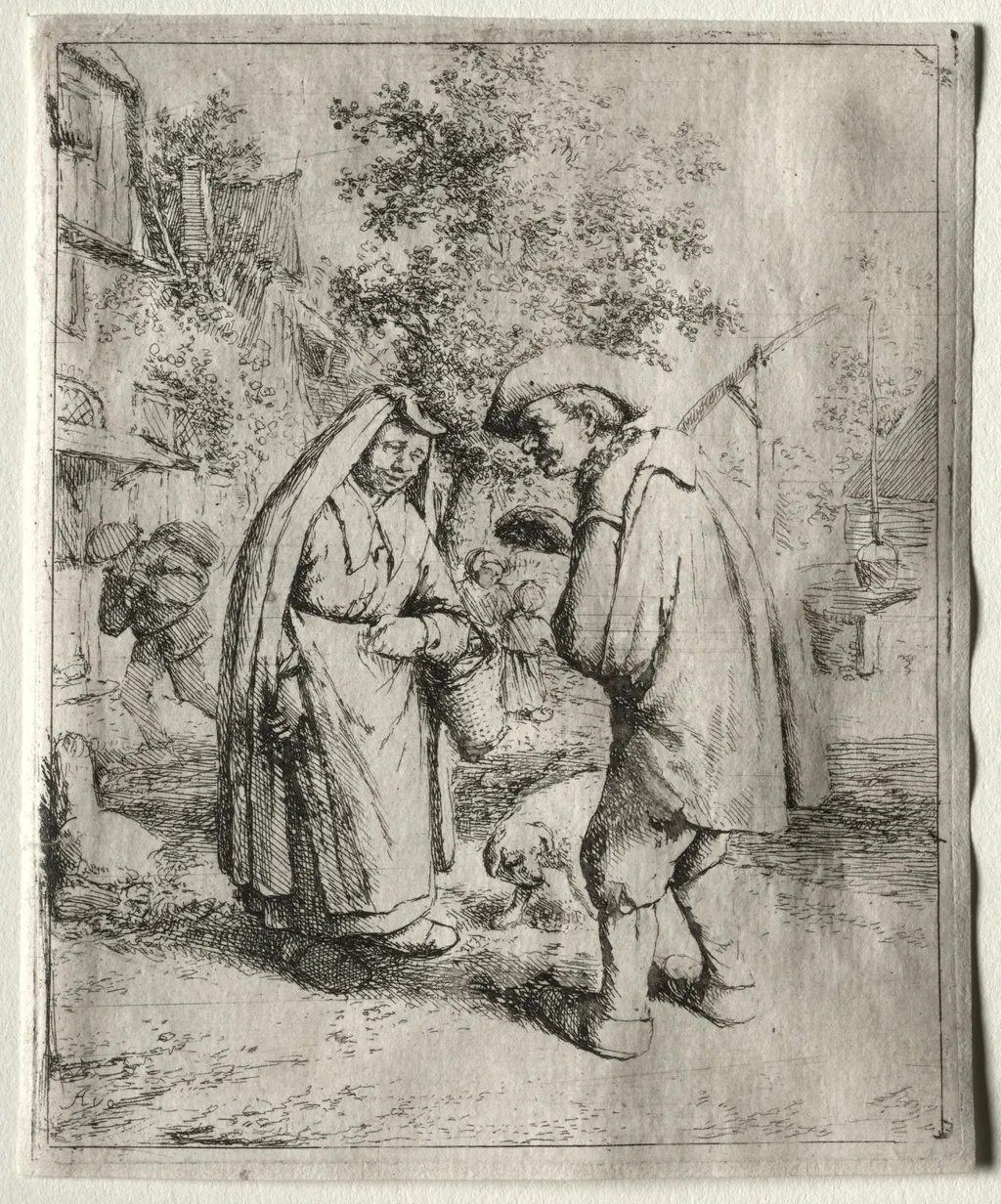 Man Conversing with a Woman, by Adriaen van Ostade, 1648