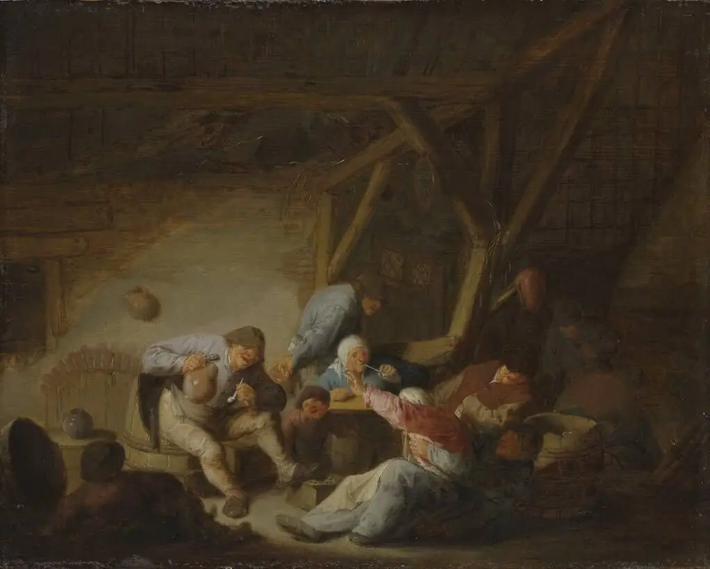 Merry peasant company in a an interior, by Adriaen van Ostade