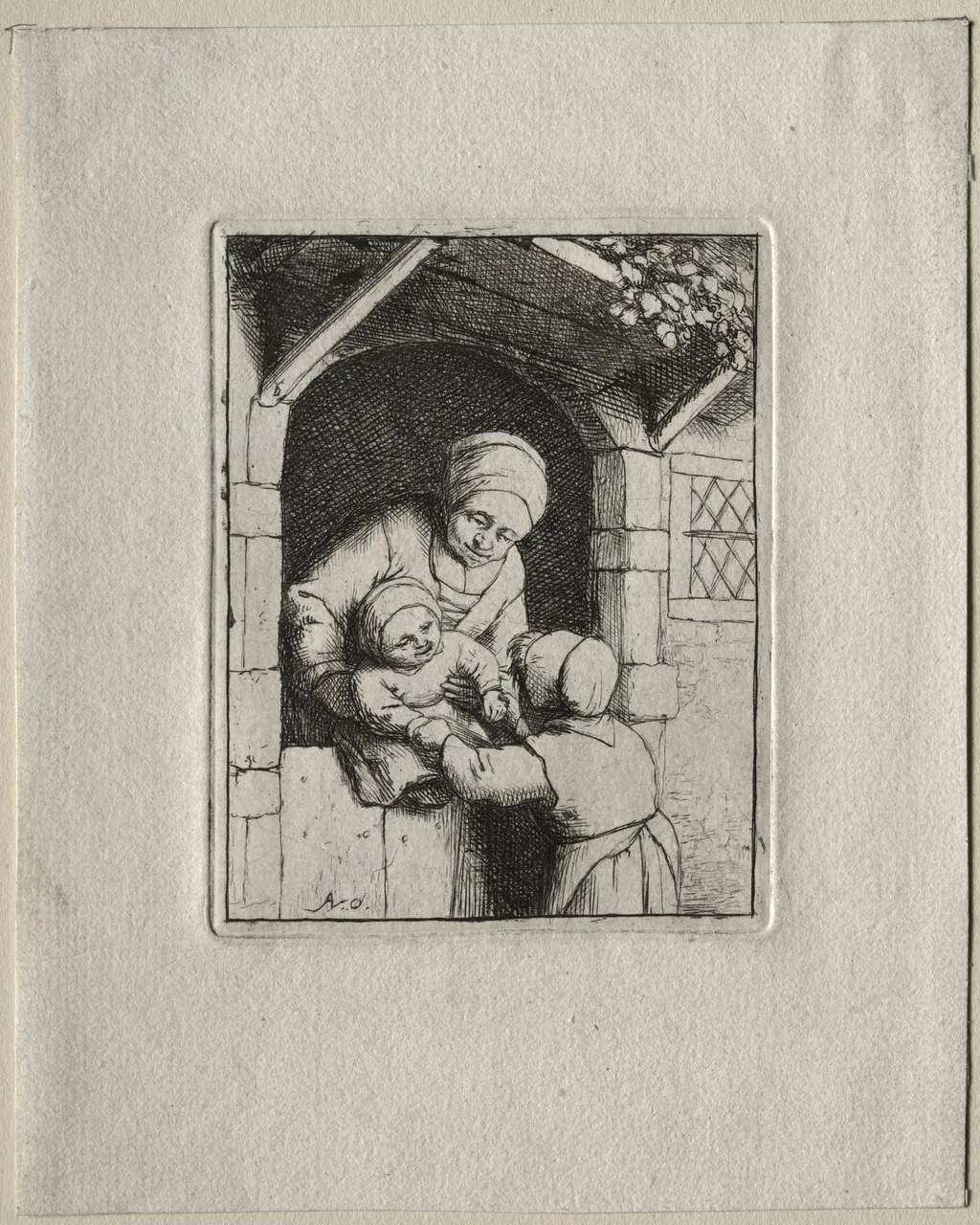 Mother and Two Children, by Adriaen van Ostade, 1675